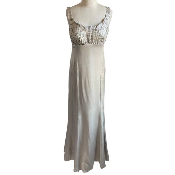 Niteline Formal Champagne Silk Beaded Long Dress with Jacket - Picture 3 of 16